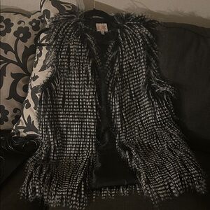 GB Black and White Faux Fur Vest